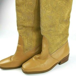 Markon Beige Leather floral boots